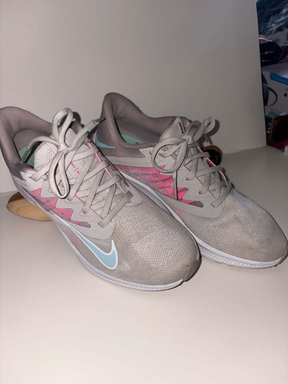 Nike Quest 3 Women's Running Shoes Grey Pink Blue Athletic Sneakers